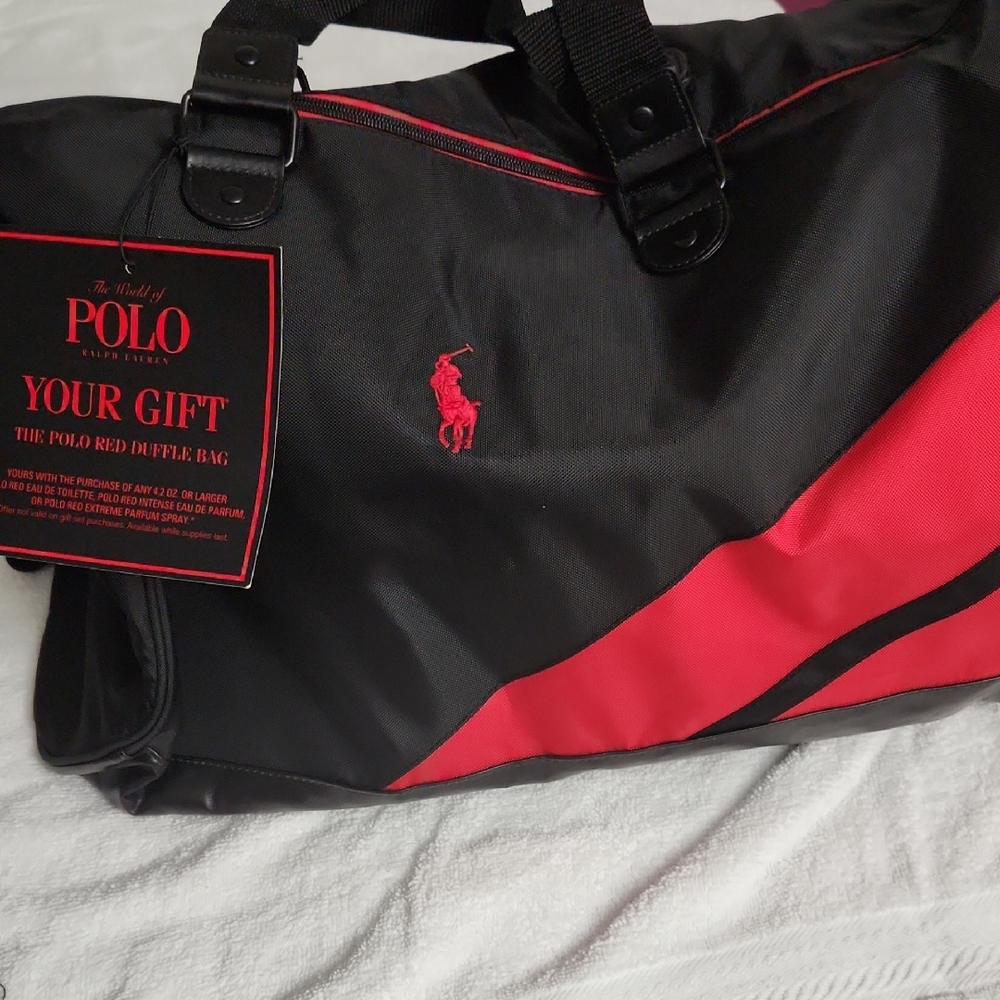 Polo by Ralph Lauren Sporty Black and Red Duffel Bag